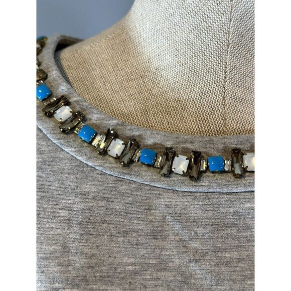 Eliza J Short Sleeve Jersey Knit Embellished Dress in Gray Size 8 - Picture 5 of 8